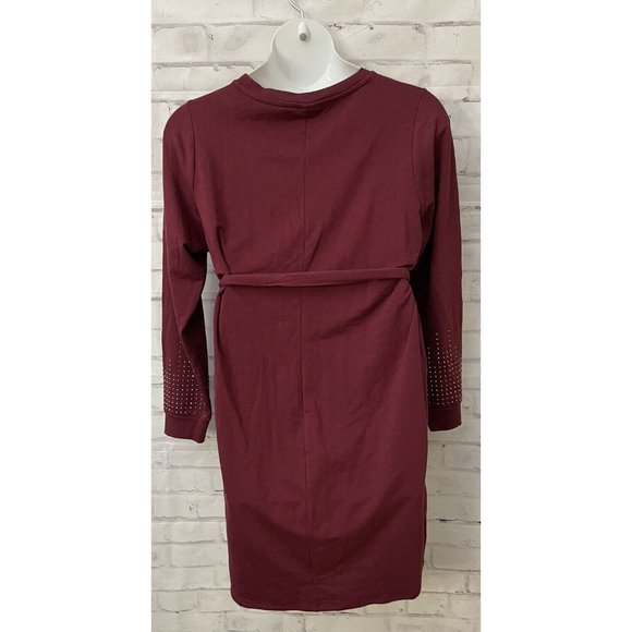 Torrid Pullover Mini Dress French Terry Embellished Burgundy Size 1 - Picture 2 of 12